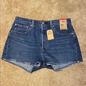 Levi’s 501 Button Fly Denim High Rise Shorts Blue Sz 31